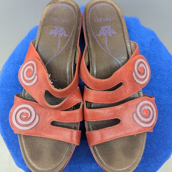 Dansko Dixie Women's Coral Leather Slide Wedge Artsy Boho Sandals EU 40 - Picture 2 of 7
